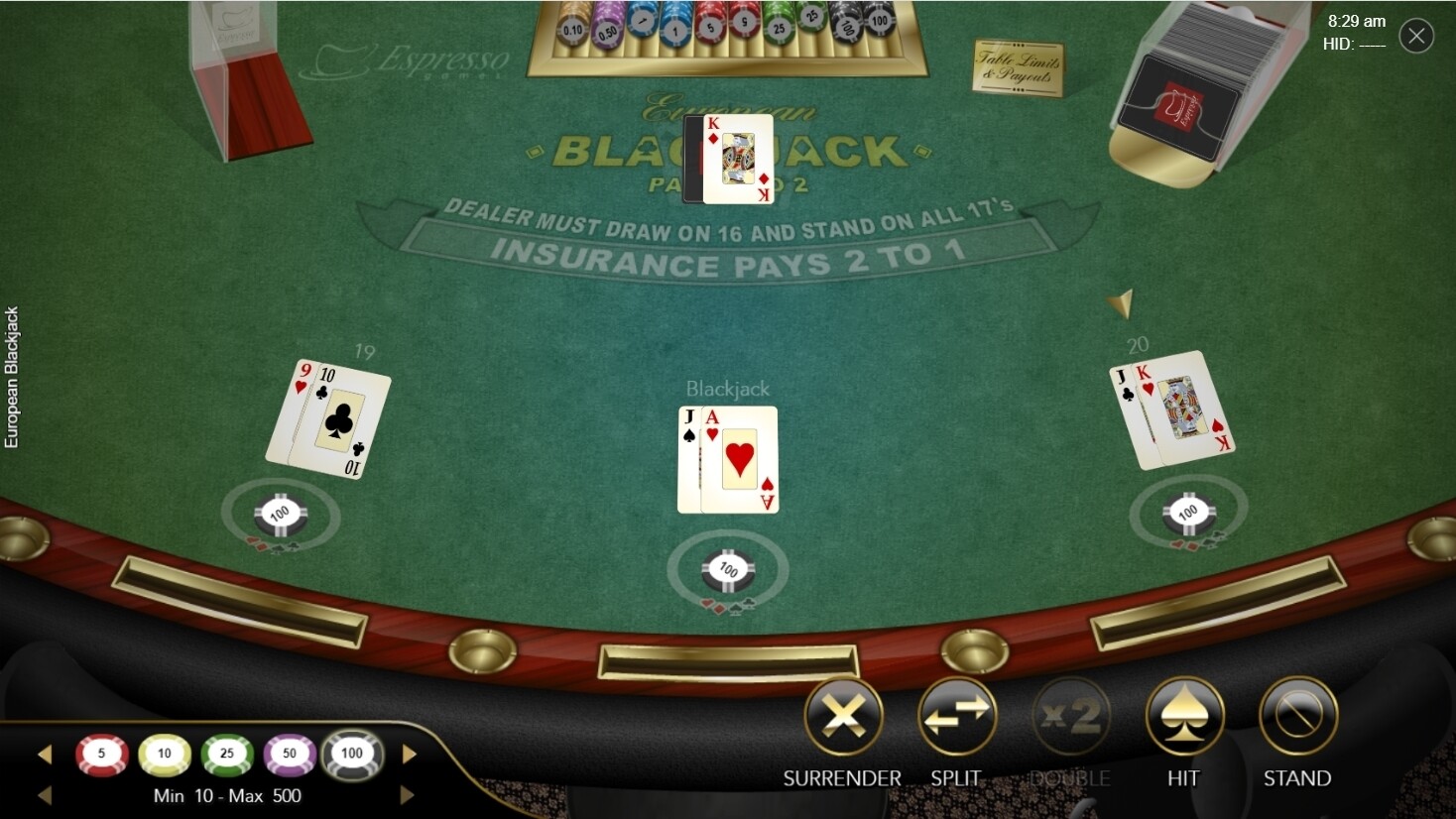 유러피언 블랙잭 European Blackjack
