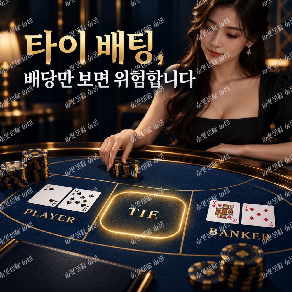 바카라 타이 배팅 구조와 승패 확률을 설명하는 슬롯생활 카지노가이드 이미지